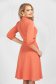 Dress coral office midi cloche slightly elastic fabric with button accessories 2 - StarShinerS.com