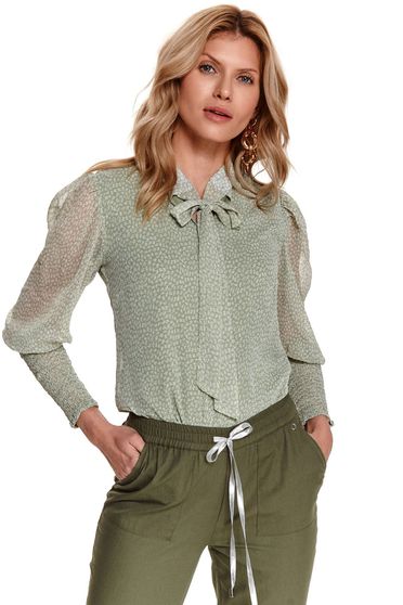 Blouses, Mint women`s blouse dots print padded bust transparent sleeves - StarShinerS.com