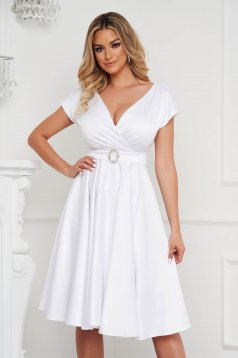 White cloche wrap over front dress