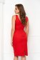 Midi pencil red dress v back neckline - StarShinerS 2 - StarShinerS.com