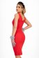 Red Pencil Dress made of slightly elastic fabric without sleeves - StarShinerS 2 - StarShinerS.com