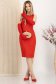 Rochie din stofa elastica rosie pana la genunchi tip creion - StarShinerS 3 - StarShinerS.ro
