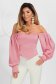 Lightpink women`s blouse elegant asymmetrical tented with puffed sleeves from satin fabric texture 1 - StarShinerS.com