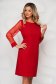 Red dress transparent sleeves with puffed sleeves straight from elastic fabric 1 - StarShinerS.com