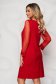 Red dress transparent sleeves with puffed sleeves straight from elastic fabric 3 - StarShinerS.com