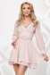 Lightpink dress from veil fabric cloche short cut with puffed sleeves 1 - StarShinerS.com
