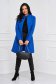 Blue trenchcoat tented short cut elegant accessorized with tied waistband bow accessory 4 - StarShinerS.com