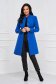 Blue trenchcoat tented short cut elegant accessorized with tied waistband bow accessory 3 - StarShinerS.com