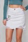 White skirt denim high waisted pencil small rupture of material embroidered 1 - StarShinerS.com