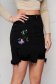 Black skirt denim high waisted pencil small rupture of material embroidered 1 - StarShinerS.com
