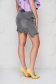 Grey skirt denim with fringes at the bottom embroidered short cut high waisted 3 - StarShinerS.com