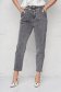 Grey jeans denim high waisted with small beads embellished details 6 - StarShinerS.com