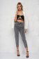 Grey jeans denim high waisted with small beads embellished details 3 - StarShinerS.com
