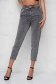 Grey jeans denim high waisted with small beads embellished details 2 - StarShinerS.com