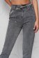 Grey jeans denim high waisted with small beads embellished details 5 - StarShinerS.com