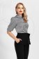 From satin loose fit with puffed sleeves women`s blouse dogtooth black 2 - StarShinerS.com