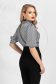 From satin loose fit with puffed sleeves women`s blouse dogtooth black 3 - StarShinerS.com