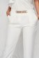 Pantaloni SunShine albi din material neelastic cu croi larg accesorizat cu lant metalic 6 - StarShinerS.ro