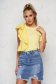 Yellow women`s blouse loose fit short cut with ruffle details voile details 1 - StarShinerS.com