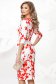 Red dress midi pencil office with deep cleavage with floral print 3 - StarShinerS.com