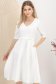 Rochie din stofa elastica ivoire midi in clos cu accesoriu tip curea - StarShinerS 1 - StarShinerS.ro