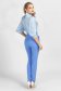 Bluza dama PrettyGirl albastru-deschis din material satinat cu aplicatii de dantela cu guler inalt tip esarfa 2 - StarShinerS.ro