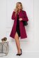 Raspberry overcoat tented short cut elegant accessorized with tied waistband bow accessory 3 - StarShinerS.com