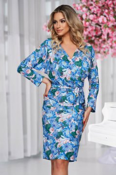 - StarShinerS dress with floral print midi pencil from elastic fabric