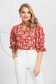 Women`s shirt from veil fabric with ruffled sleeves with floral print 1 - StarShinerS.com