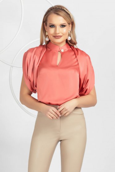 Coral women`s blouse slightly elastic fabric loose fit