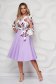 Lila midi cloche dress with floral print elastic cloth wrap over front - StarShinerS 3 - StarShinerS.com
