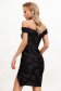 Black dress from laced fabric occasional pencil short cut naked shoulders 2 - StarShinerS.com