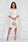 Ivory Elastic Material Short Pencil Type Asymmetric Dress with Fringes - Artista 4 - StarShinerS.com