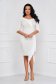 Ivory Elastic Material Short Pencil Type Asymmetric Dress with Fringes - Artista 3 - StarShinerS.com