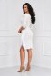 Ivory Elastic Material Short Pencil Type Asymmetric Dress with Fringes - Artista 2 - StarShinerS.com