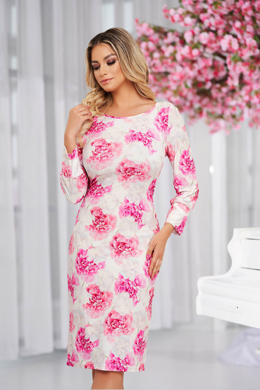 StarShinerS dress with floral print midi straight long sleeved
