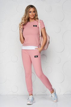 Lightpink sport 2 pieces casual cotton from two pieces with trousers