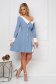 Rochie tip sacou din stofa elastica albastra in clos accesorizata cu nasturi - Artista 3 - StarShinerS.ro