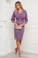 Purple pencil dress satin texture skirt with vail overlap accessorized with breastpin 3 - StarShinerS.com