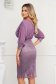 Rochie din voal si dantela mov midi tip creion accesorizata cu brosa - PrettyGirl 2 - StarShinerS.ro