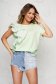Lightgreen women`s blouse slightly elastic cotton with ruffle details loose fit 1 - StarShinerS.com