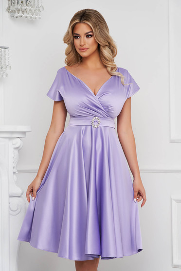 Taffeta dresses, Lila cloche wrap over front dress midi elegant - StarShinerS.com