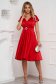 Red cloche wrap over front dress midi elegant 3 - StarShinerS.com