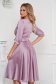 Light Purple Satin Veil Midi Dress in A-line design accessorized with a buckle - PrettyGirl 2 - StarShinerS.com