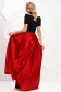 Red dress from satin cloche occasional slit on the shoulders with embellished accessories 2 - StarShinerS.com