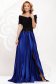 Blue dress from satin cloche occasional slit on the shoulders with embellished accessories 1 - StarShinerS.com