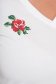 Tricou StarShinerS alb din bumbac organic usor elastic cu decolteu in v si broderie florala 4 - StarShinerS.ro