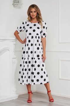 Black dress dots print loose fit with ruffle details airy fabric