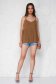 Brown top shirt loose fit pleated from veil fabric with straps 3 - StarShinerS.com
