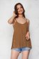 Brown top shirt loose fit pleated from veil fabric with straps 1 - StarShinerS.com